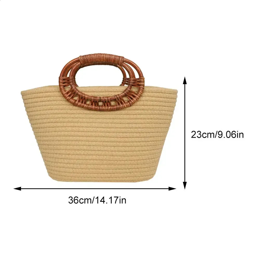 Cotton rope handbag womens shoulder bag fashionable wallet shopping Bohemian top 240913