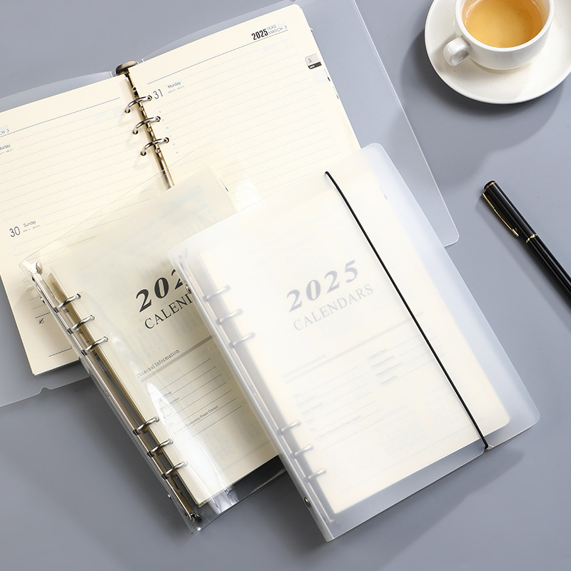 2025 calendar loose-leaf book, imitation leather cover multi-functional plan book