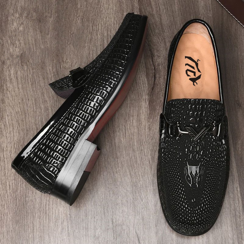 Genuine Leather Men's Footwear Slip on Office Formal Shoes Wedding Party Dress Shoes Luxury Brand Driving Lazy Loafers Moccasins