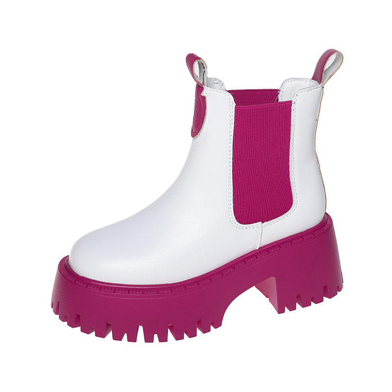 Winter Luxury Design Punk Gothic Street Women's Shoes Green Pink Thick Sole Chunky Heel Slim Chelsea Ankle Boots Fashion Boots