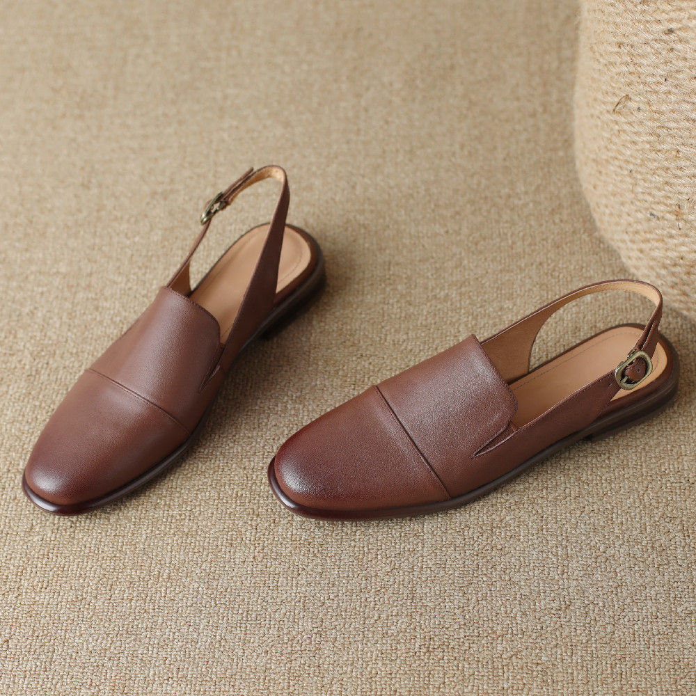 New 2023 summer women's cow New leather sgback slip-on flats sandals high quality soft comfortable casual female espadrilles shoe a1fa