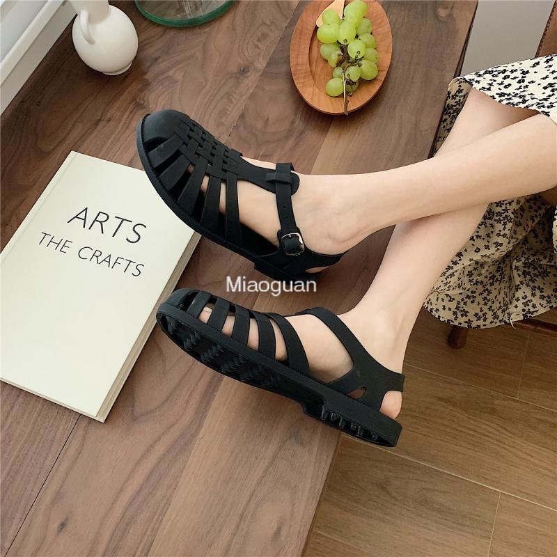 Women's Sandals Casual Comfortable Female Footwear 2023 Jelly Shoes Summer Ankle Strap Rubber Shoes Soft Sole Non-slip Mom Shoes