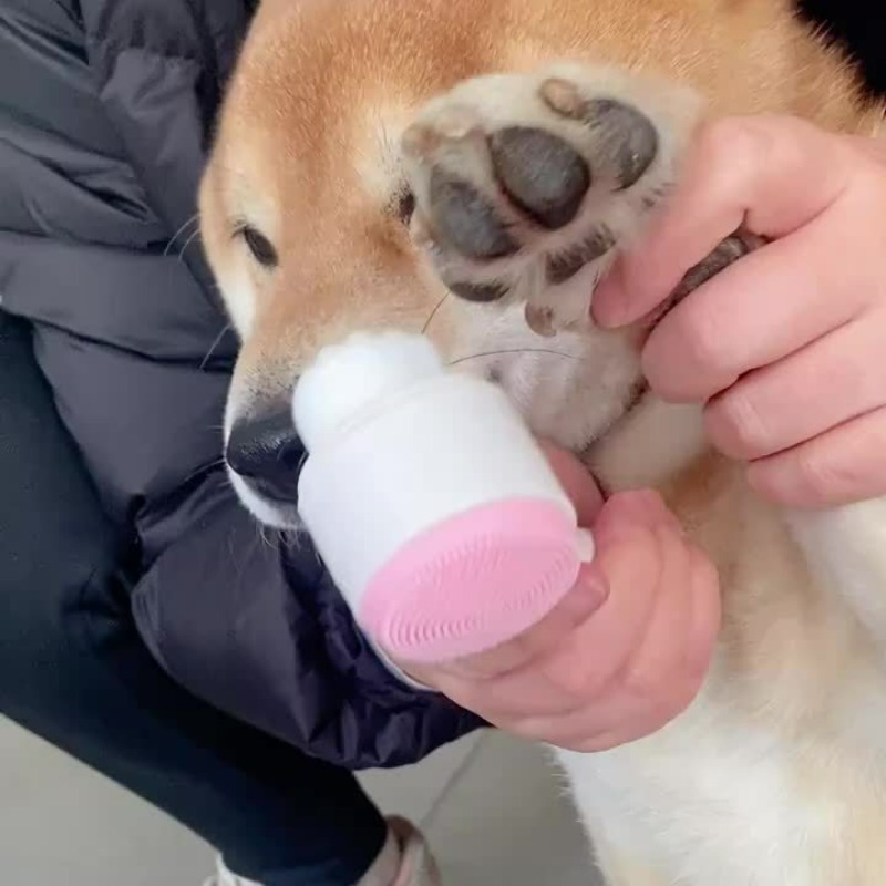 1Pcs Pet Paw Cleaning Brush Dog Foot Washer Silicone Double-Sided Massage Brush Plastic Pet Foot Cleaning Tool