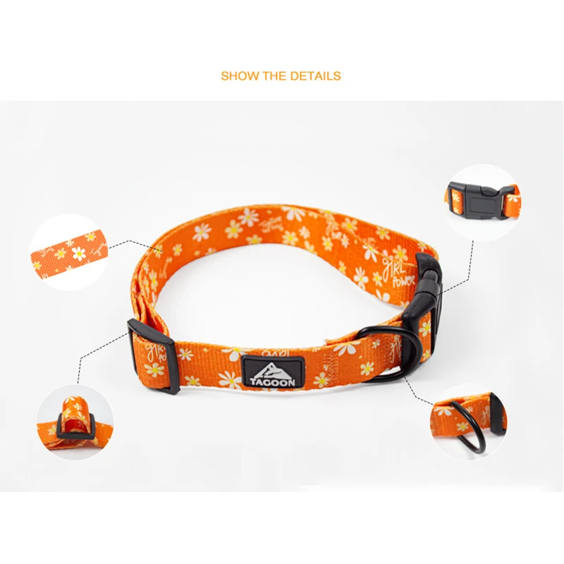 Printed Dog Collar Adjustable Nylon Pet Collar and Leashes Set Pet Supplies Medium,Small Dog Collars for Dog Walking & Training