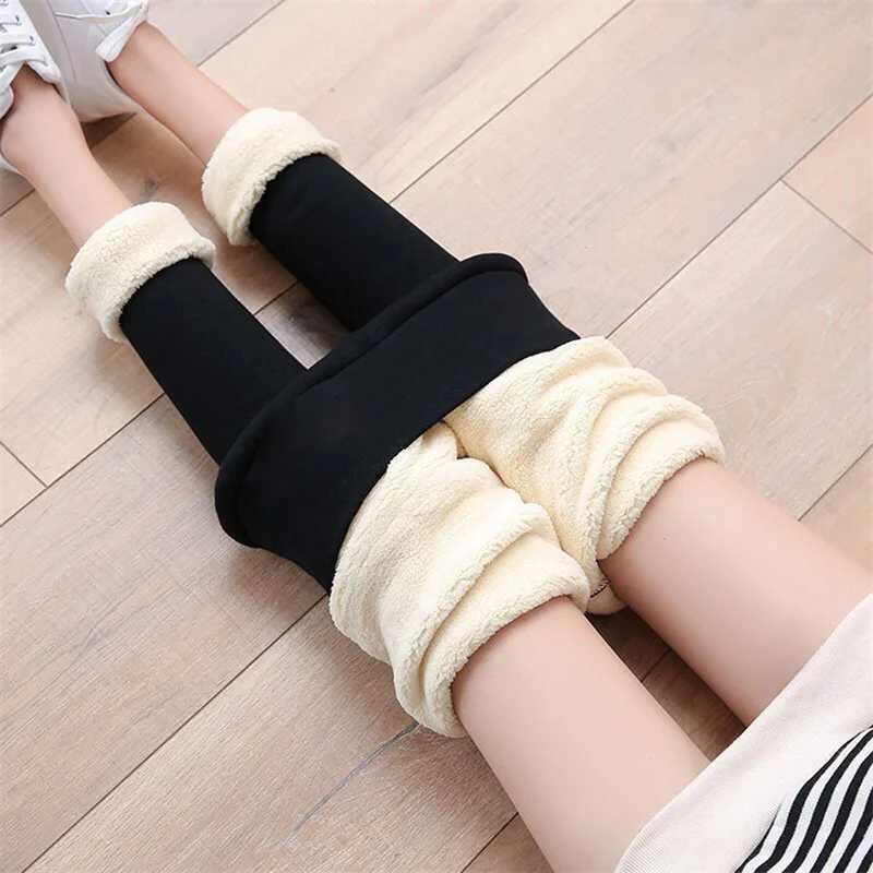 Women Winter Plus Velvet Stretch Leggings Solid Color High Waist Warm Leggings Women Lamb Cashmere Thick Winter LeggingsX240914