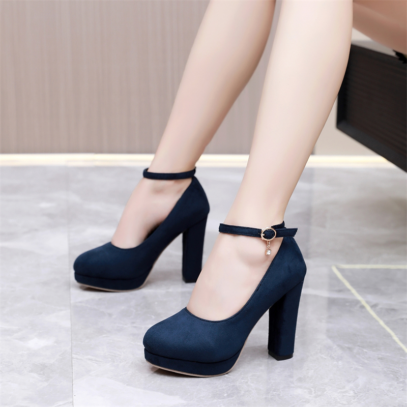 2025 new High Fashion Woman Pumps Elegant Ankle Straps Black Blue ck Women's Heels Party Office Wedding Shoes Large Size 036c