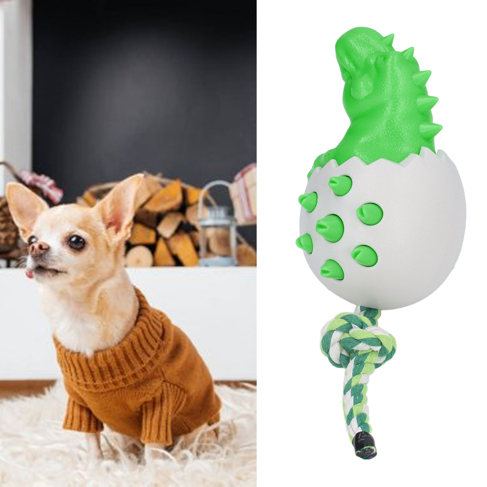 Dinosaur Egg Dog Chew Toys Bite Resistance Dog Toothbrush Chew Toys For Dog Dental Care