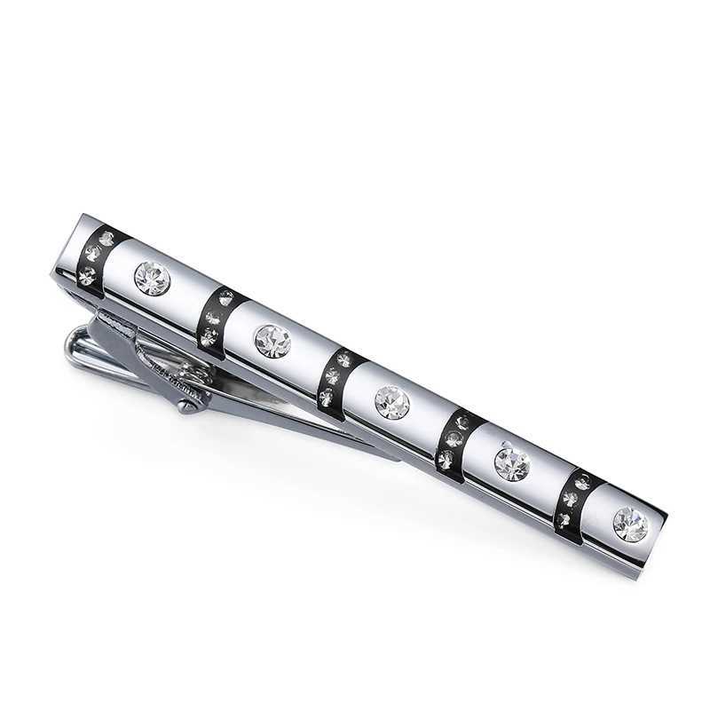 Luxury mens tie clip High quality Round white crystal shirt accessories Jewelry GiftsX240914