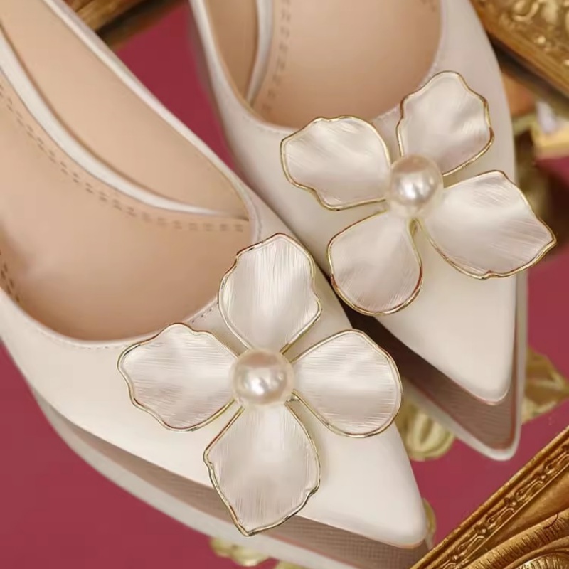 Luxury Wedding Shoes Women 2024 New Bridal Shoes Wedding Flowers French High Heels Summer Shoes