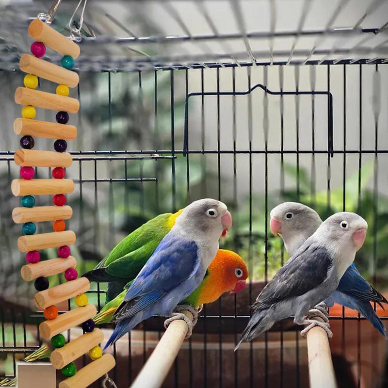 Chinchilla Wooden Ladder Bridge Toy Parrot Play Stand Climbing Toys Quick-Connect Zipper Small Animals Toys Durable With Hooks