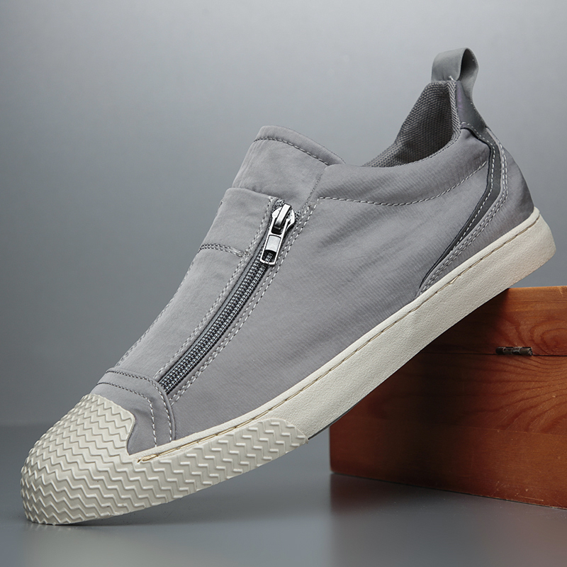 Men Canvas Casual Shoes Fashion Double-row Zipper Design Loafers Light Walking Shoes For Men Breathable shoes zapatillas hombre