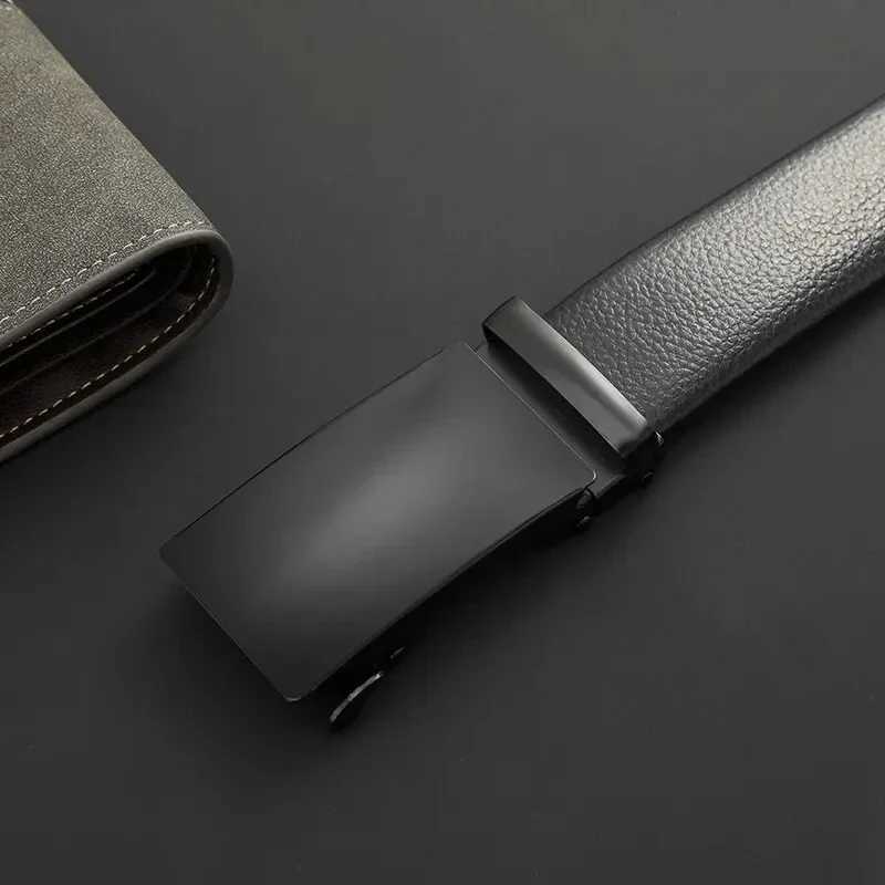 Mens Belt Cow Leather Belts Brand Fashion Automatic Buckle Black Belt High Quality Belts for Men Business Work Casual StrapX240914