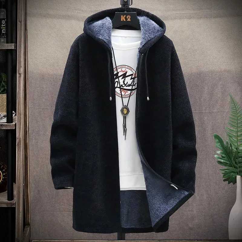 Men Sweaters Coat Autumn Winter New Hot Warm Zipper Medium Long Cardigan Sweaters Man Casual Knitwear Sweatercoat Mens ClothesXJ240907