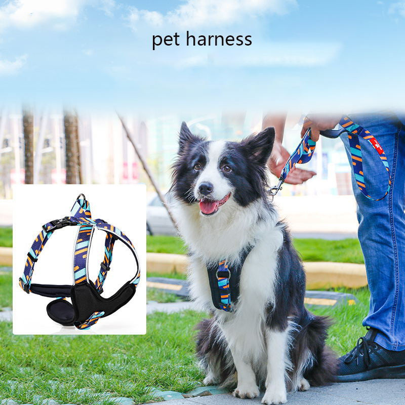 Vest-style Reflective Pet Harness Adjustable Dog Harness Comfortable and Breathable for Medium and Large Dogs Training Running
