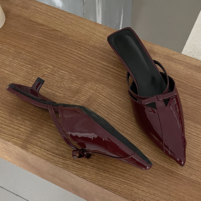 2025 new Footwear New Low Heel Pumps Shallow For Women Mules Female Butterfly-Knot Fashion Pointed Toe Ladies Heeled Shoes Slides 994f ed