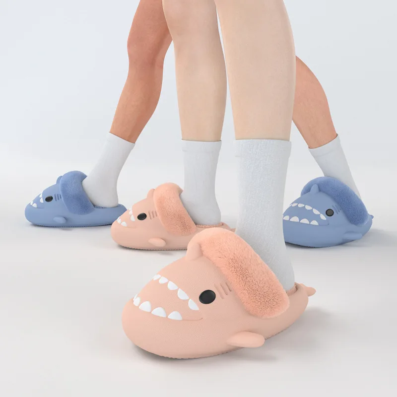 Shark Slippers - Detachable EVA Waterproof Plush Home Slides for Men & Women