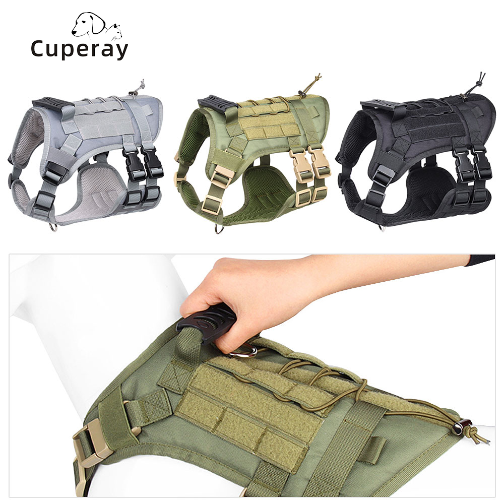 Tactical Dog Harness No Pulling,Tactical Dog Vest with Loop Panel Sturdy Handle,Breathable Military Dog Harnesses for Training