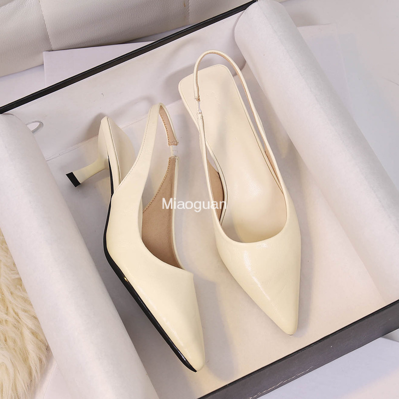 Ladies Shoes Fashion Slip on Women's Pumps Summer Pointed Toe Solid Dress Mid Heeled Office Small Fresh High Heels Wedding Shoes