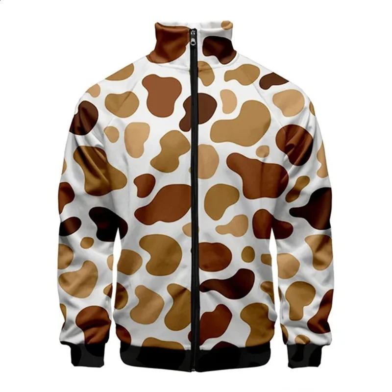 Black and white denim spotted 3D printed jacket mens casual long sleeved womens selling spring autumn zipper 240904