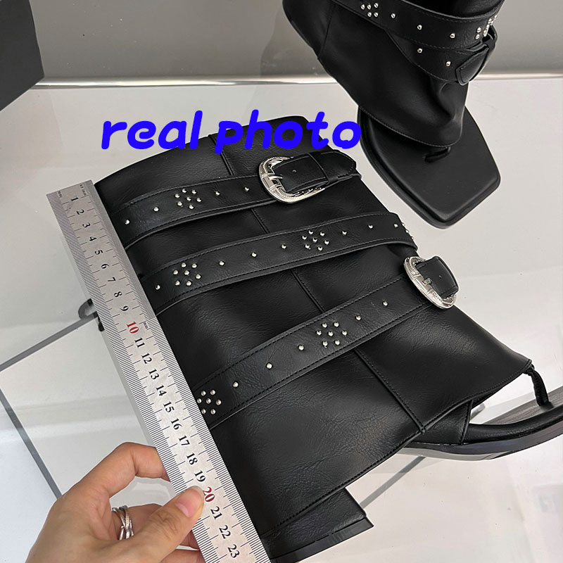 New Fashion Rivet Footwear Women Sandals Female Flip ps 2024 Ladies Modern Ankle Boots With Chunky Heel Shoes