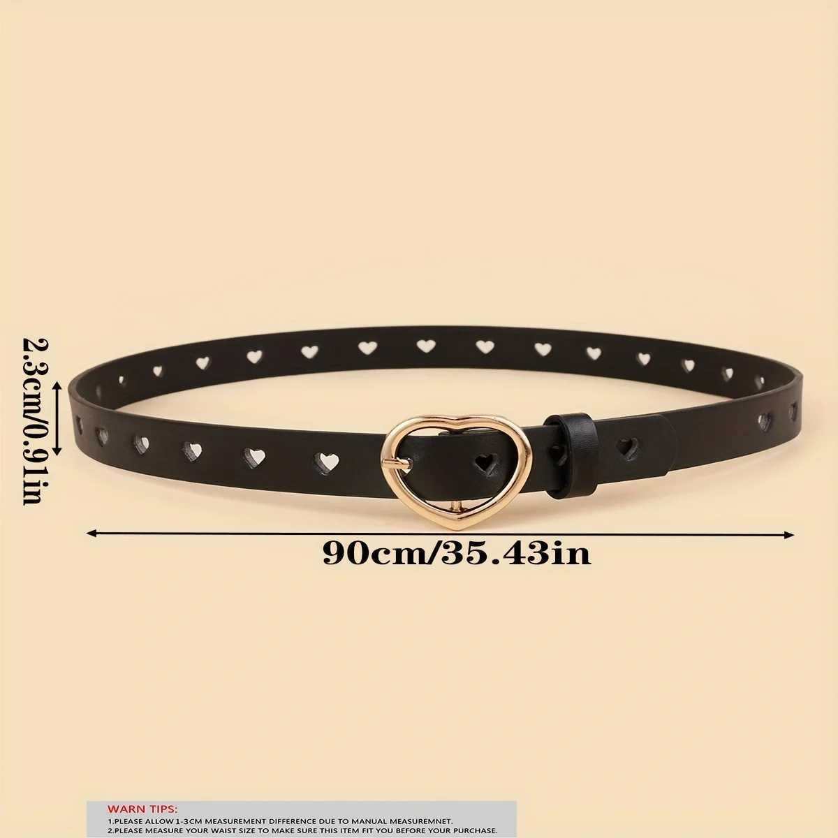 Hot Selling Childrens Peach Heart-shaped Pin Buckle Belt Fashion Youth High-grade PU Hollow Womens dress BeltX240914