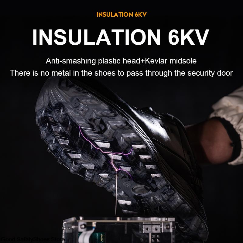 Button Rotating Men Waterproof Safety Boots Platsic Toe Insulation 6KV Anti-Smash Work Shoes Sneakers 9872