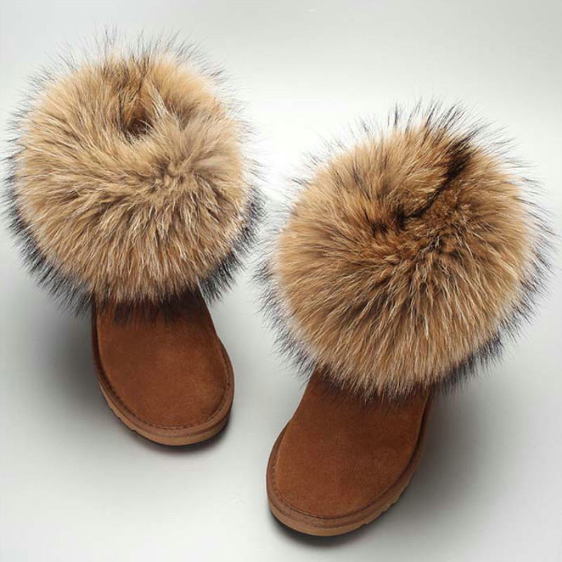 Australia Women Natural Fox Fur Snow Boots 100 Genuine Cowhide Leather Ankle Boots Warm Winter Boots Woman Shoes L250905