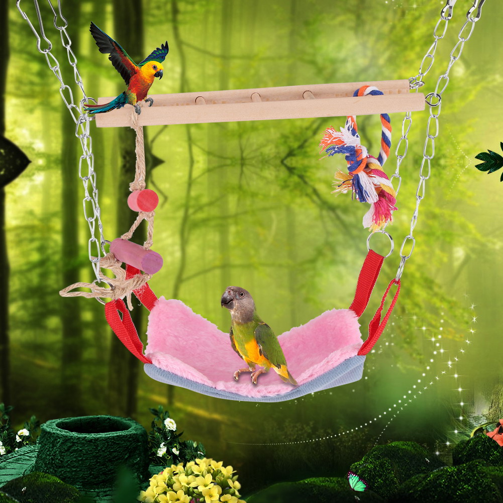 Pets Birds Parrot Climbing Toy Colorful Swing Ladder Bed Accessories Hanging Decor