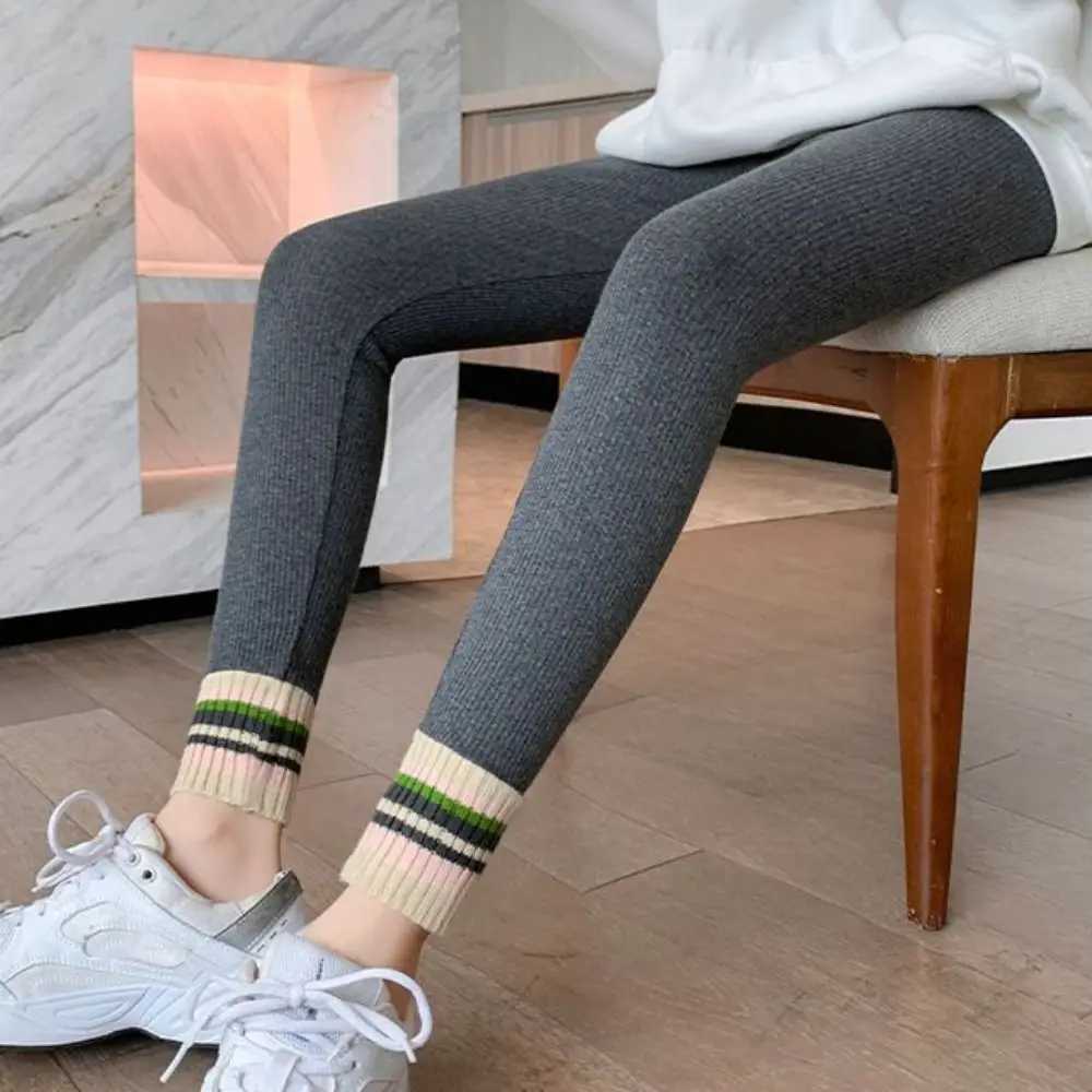 Fashion Threaded Women Leggings Autumn Winter Slim Fit Underpants Thickened Warm Fleece PantsX240914