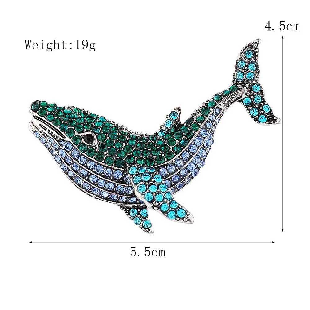 Fashion Vintage Style Dolphin Jewelry Brooch Woman Black Dolphin Whale Pendant Brooch Pin Crystal Rhinestone Party Wedding GiftX240914