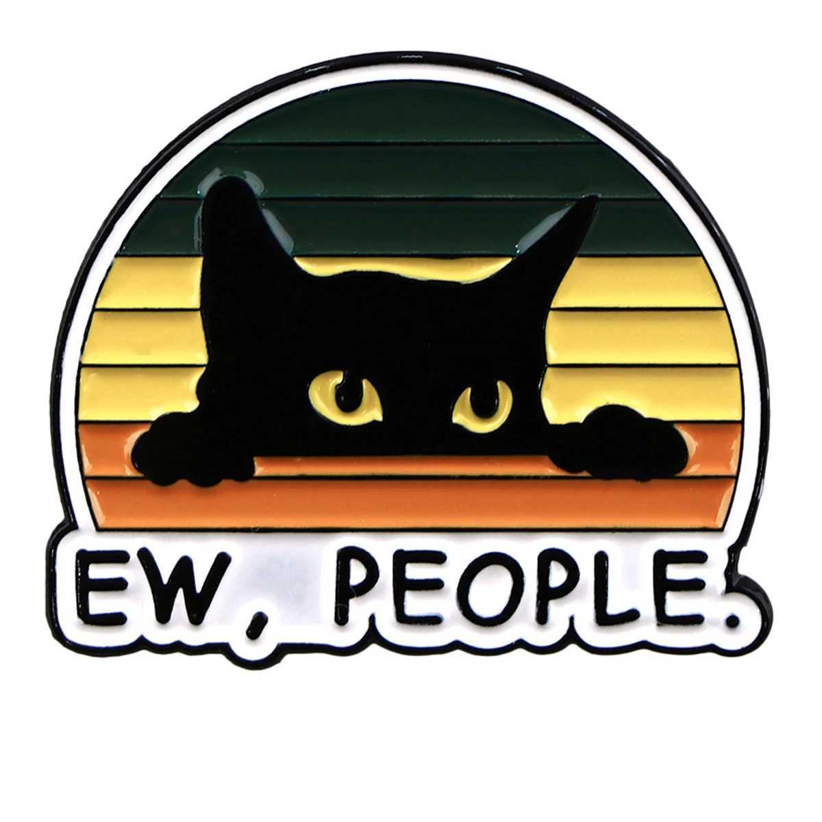 EwPeople Funny Black Cat Enamel Pin Brooches For Women Lapel Pins Badge on Backpack Costume Accessories Jewelry Vintage GiftX240914
