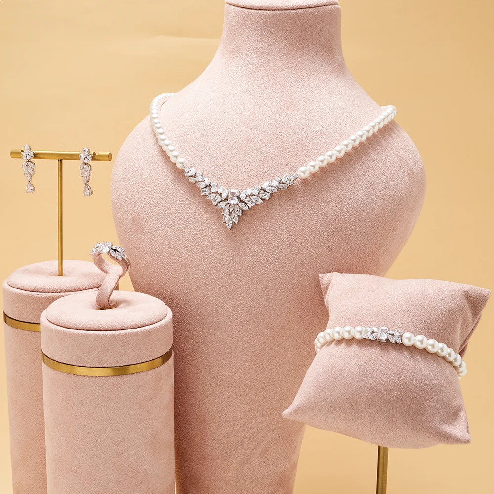 Womens cubic zirconia set full jewelry womens Saudi wedding party dress set accessories 240906