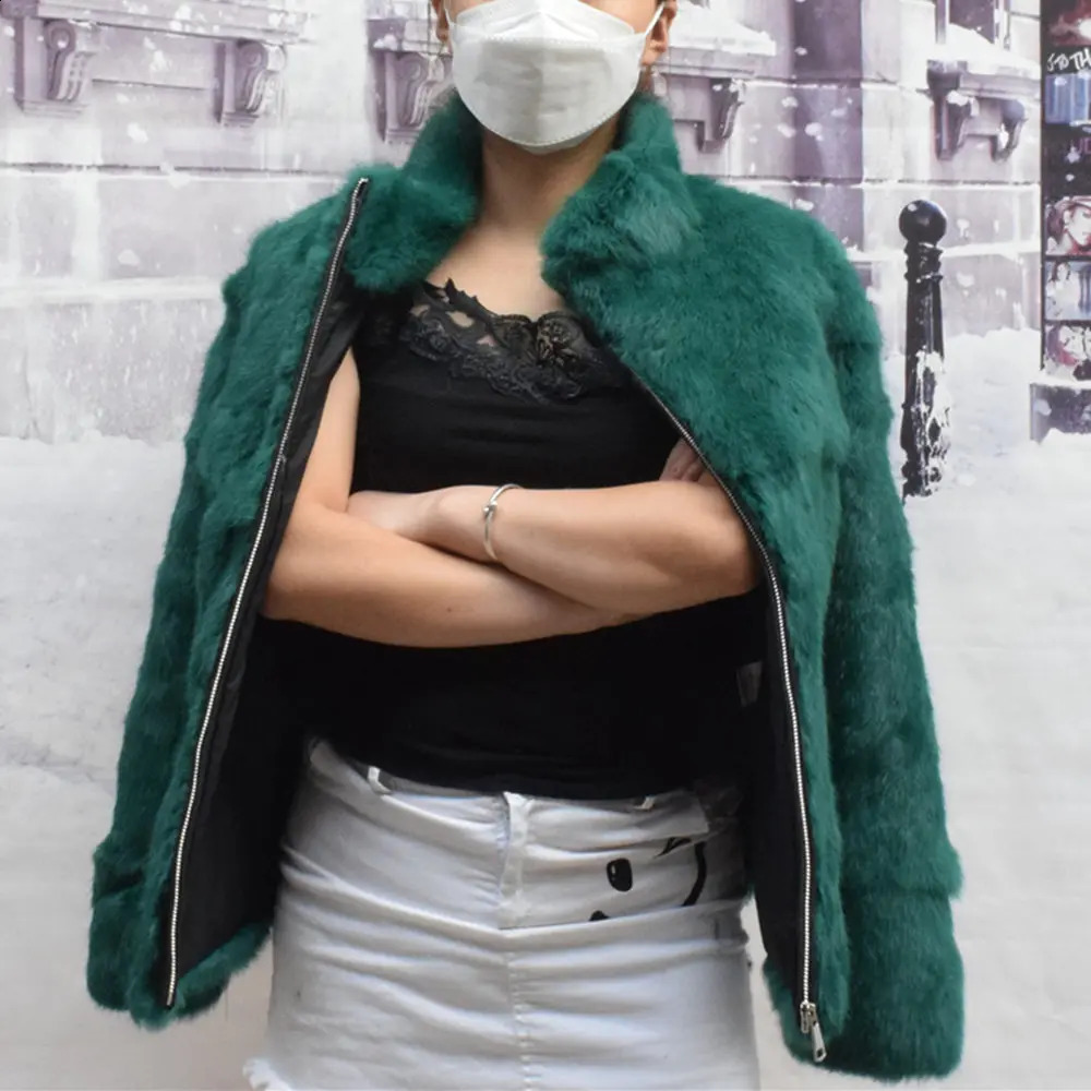 Natural Rabbit Fur Coat Women Winter Jacket Real Leather And Fur Promotion Womens Clothing Female Outerwears With Cold 240911