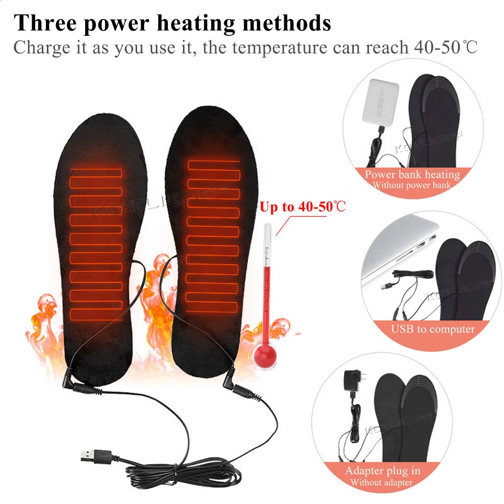 USB Electric Heated Insoles Women Men Heated Shoe Insoles Winter Outdoor Sport Feet Warming Insoles Foot Warming Pad Feet Warmer 240914