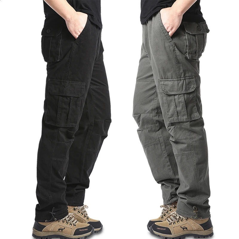 Big Size Mens Casual Sports Pants Stretch Waist Tactical Cargo Pants Man Hiking Pants Joggers Cotton Trousers 240911