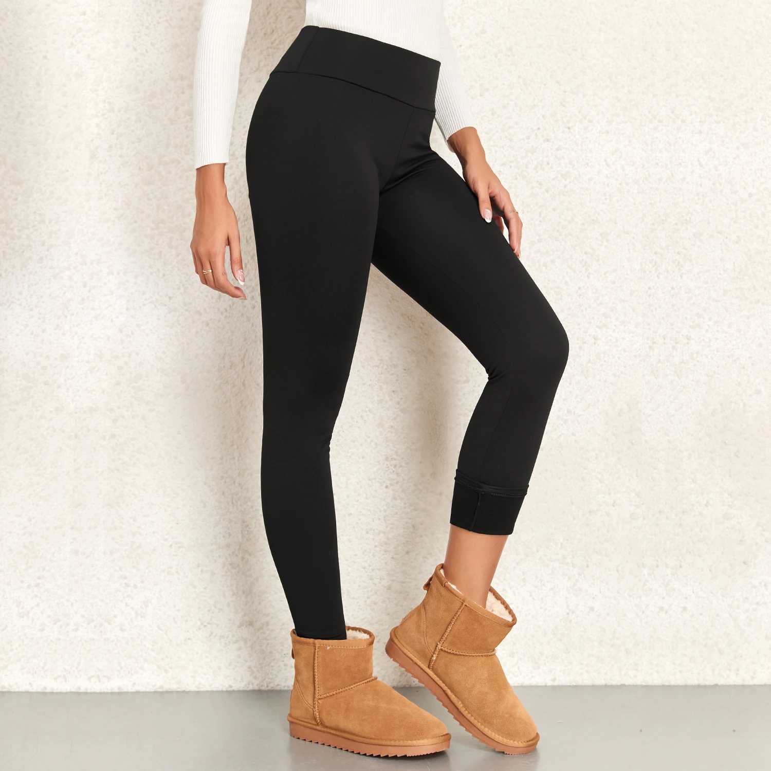 2PCS Warm Winter Leggins Womens Gym Black Velvet Leggings High Waist Classic Casual Autumn Pants Fashion CompressionX240914