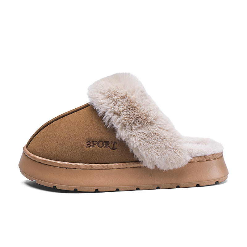 Winter Men Women Warm Slippers Cotton Slippers Outdoor Indoor Comfortable Non-Slip Warm Shoes Men's Home Bedroom Plush Slippers
