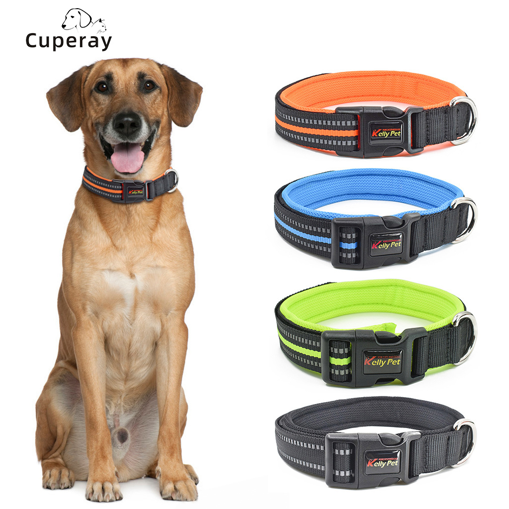 High Quality Nylon Pet Collar with Comfortable Breathable Mesh Lining Dog Collar Reflective Design for Travel Safety Dog Supply