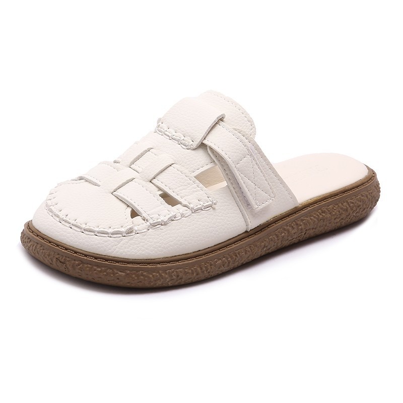 Baotou Sandals Women Wear 2024 Summer New Hollow-out Heelless Thick Sole Lazy Half Slippers Women Shoes Slippers