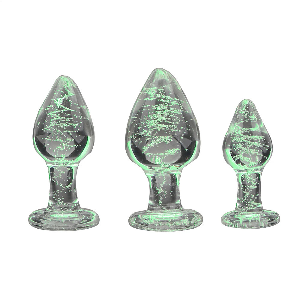 IKOKY Luminous Glass Butt Plug Anal Plug Toys for Adults Erotic Toys Crystal Jewelry Anal Beads Sex Shop No Vibration 250108