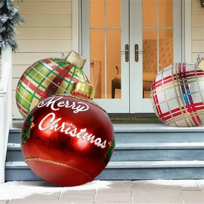 Outdoor Christmas Inflatable Decorations Ball 1pc PVC Giant PVC Christmas Inflatable Ball Garden Lawn Holiday Christmas Decor 240830