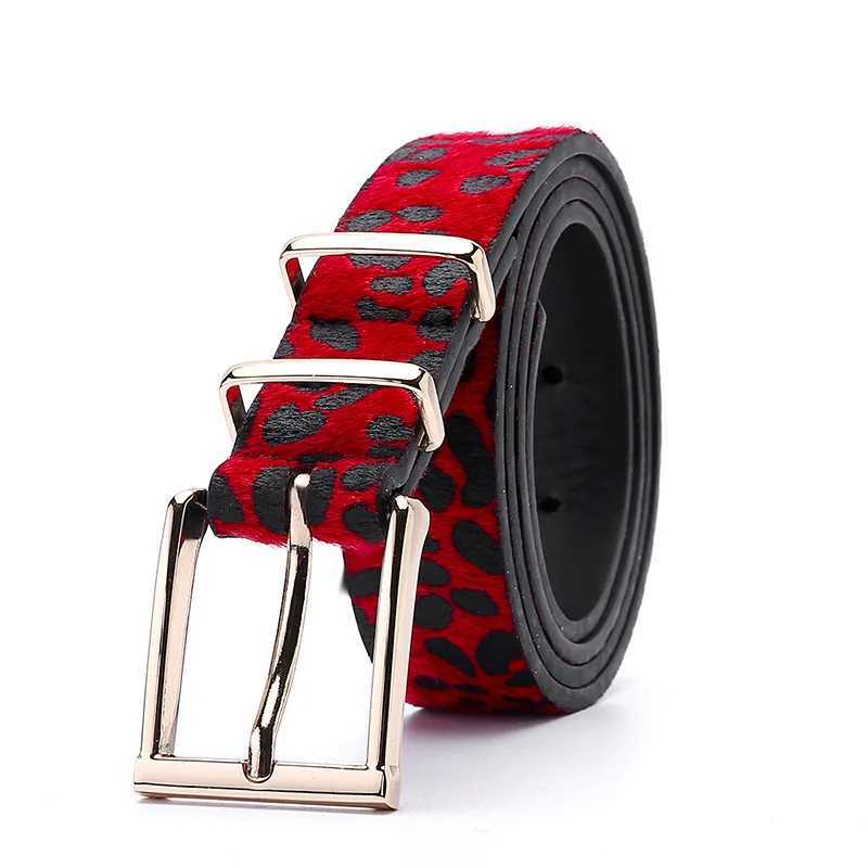 Fashion Retro Female Leopard Horsehair Belt Metal Buckle Pu Belt Accessories for Women Hot SalesX240914