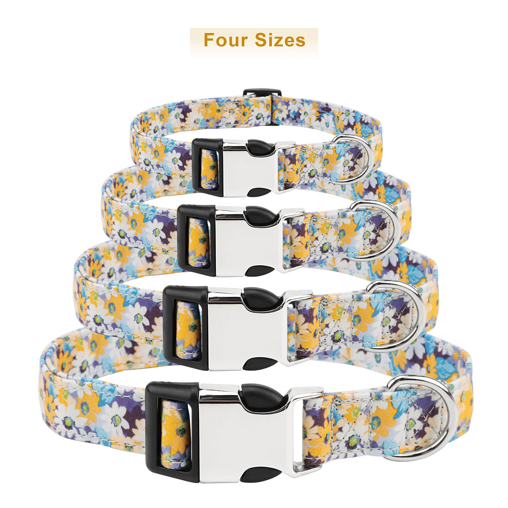 Cute Girl Dog Collars for Small Medium Large Dogs, Personalized Floral Pattern Female Pet Puppy Dog Collars Adjustable Collars