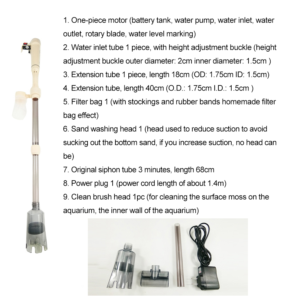 Electric Aquarium Gravel Cleaner Fish Tank Cleaning with Dual Power Supply for Efficient Cleaning and Water Changing 90 Degree