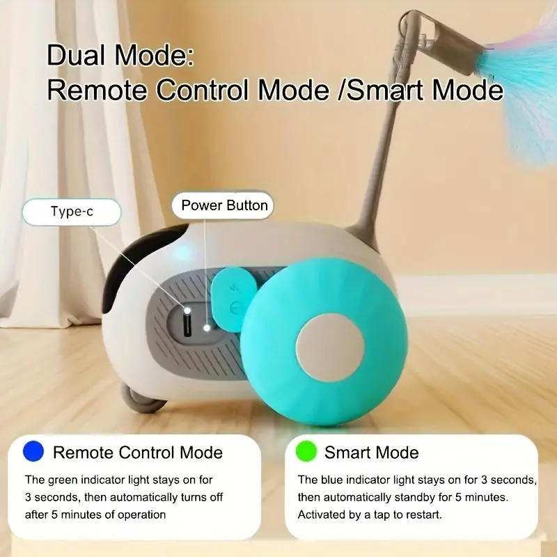 Funny Smart Gravity Remote Control Electric Interact Teaser Rotate Cat Toy with Feathers