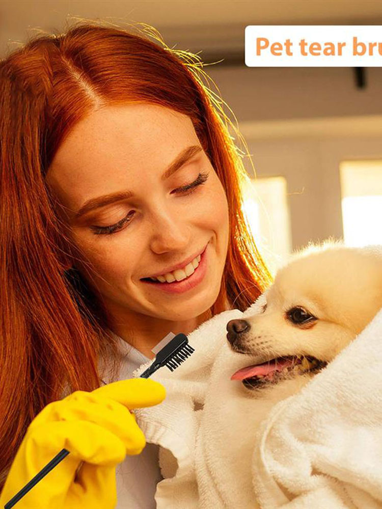 Grooming Brush Double-Sided Small Cat Dog Tear Stain Remover Double-Sided Eye Grooming Brush for Small Dog