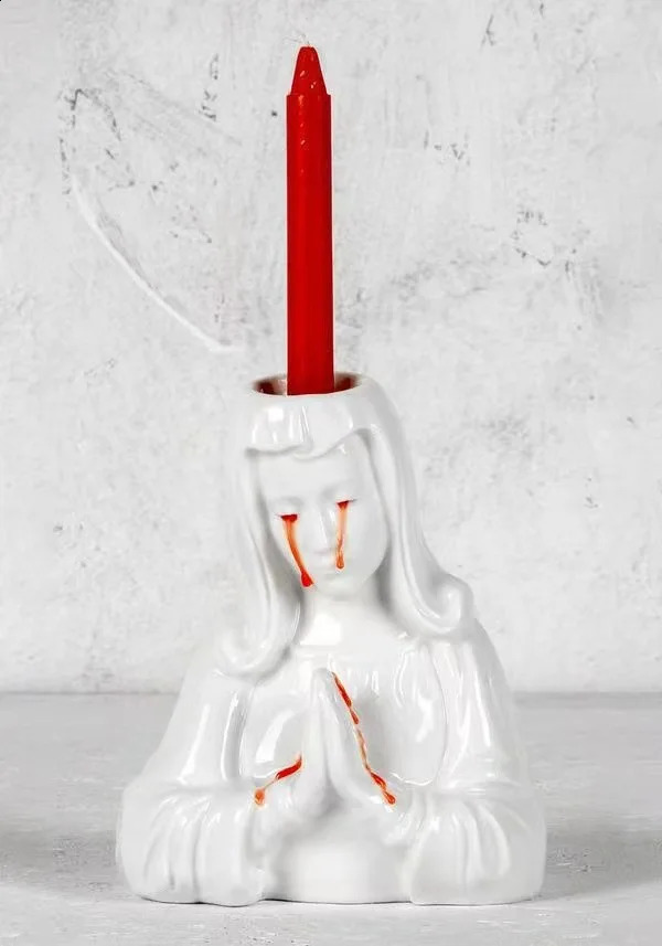 Halloween Decorations Weeping Mary Creative Candlestick Home Decoration Candle Holder Resin Crafts Ornaments 240904