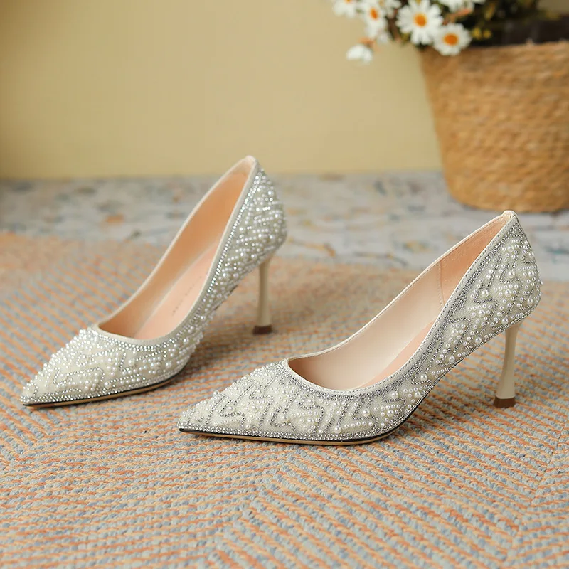 Full Rhinestone Pumps Bling Bling Luxurious Stiletto Heel Spring Shoes Comfortable Party Wedding Shoes for Women Shoes