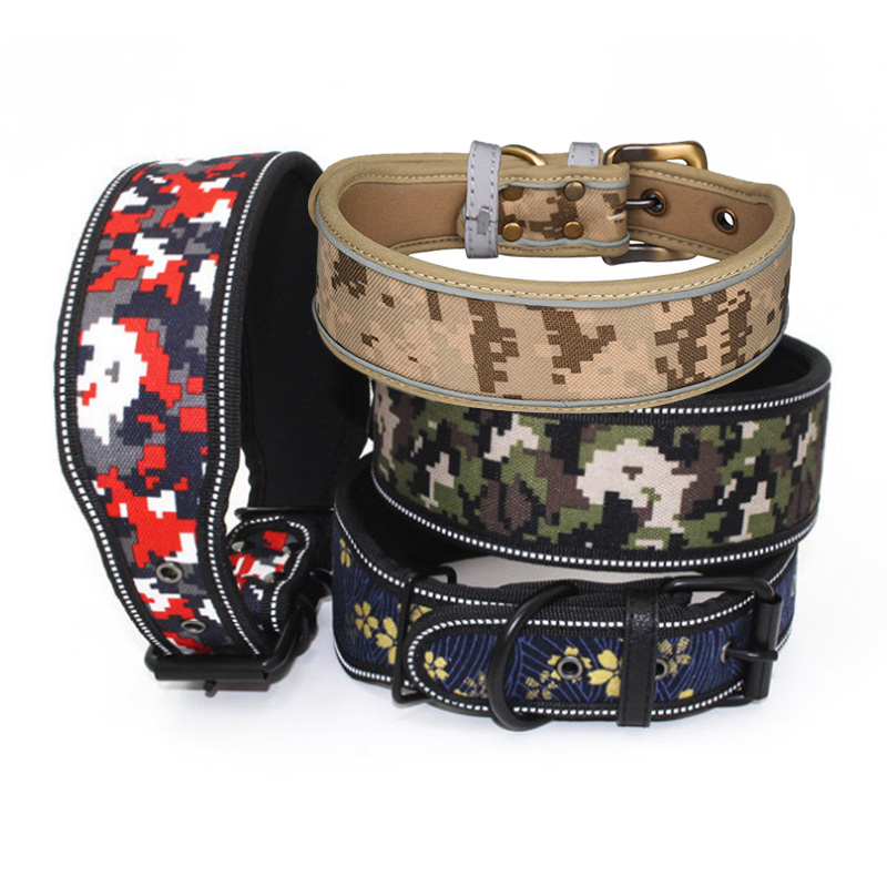 Printed Pet Decorative Collar Adjustable Durable Pet Collar for Large Dogs Reflective Dog Collar Puppy Collar Pet Supplies