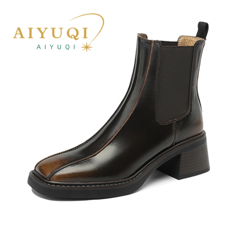 2024 AIYUQI New Square Toe Women Retro women'sAnkle Non-slip Fashion Ankle Boots female Winter Shoes 86ff